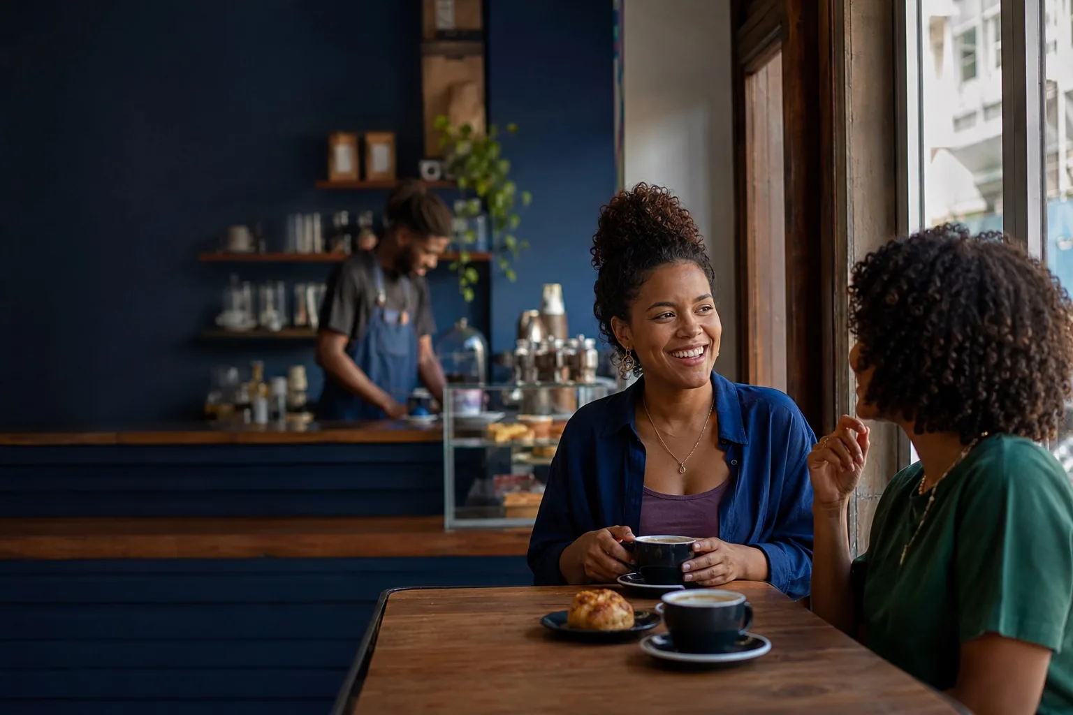 Cena ilustrativa de amigas tomando café em Salvador